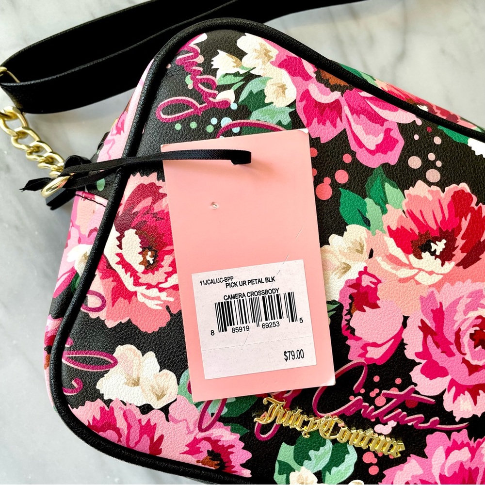 Juicy Couture•NWT•Black•PICK UR PETAL Floral Camera Crossbody Bag•Adjust. Strap - Picture 8 of 13